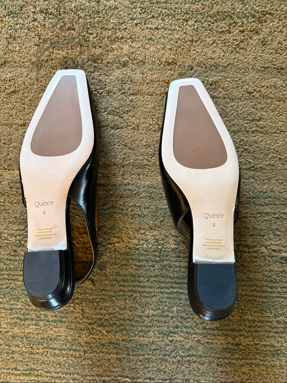 Women’s Black Slingback Square-Toe Flats size 6 Quince nwot - Picture 3 of 7